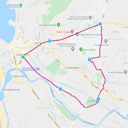 Heart running route - Aberystwyth