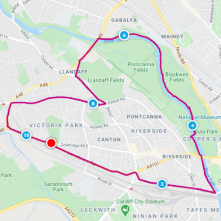 Heart running route - Cardiff